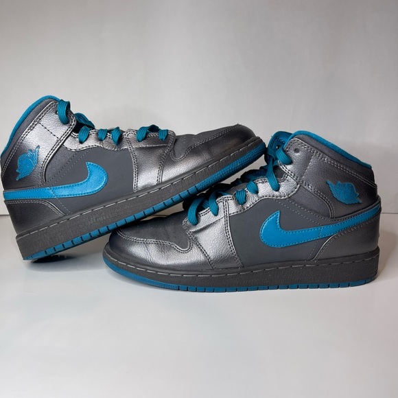 Nike Air Jordan 1 Mid Metallic Dark Grey/Teal - Picture 7 of 7